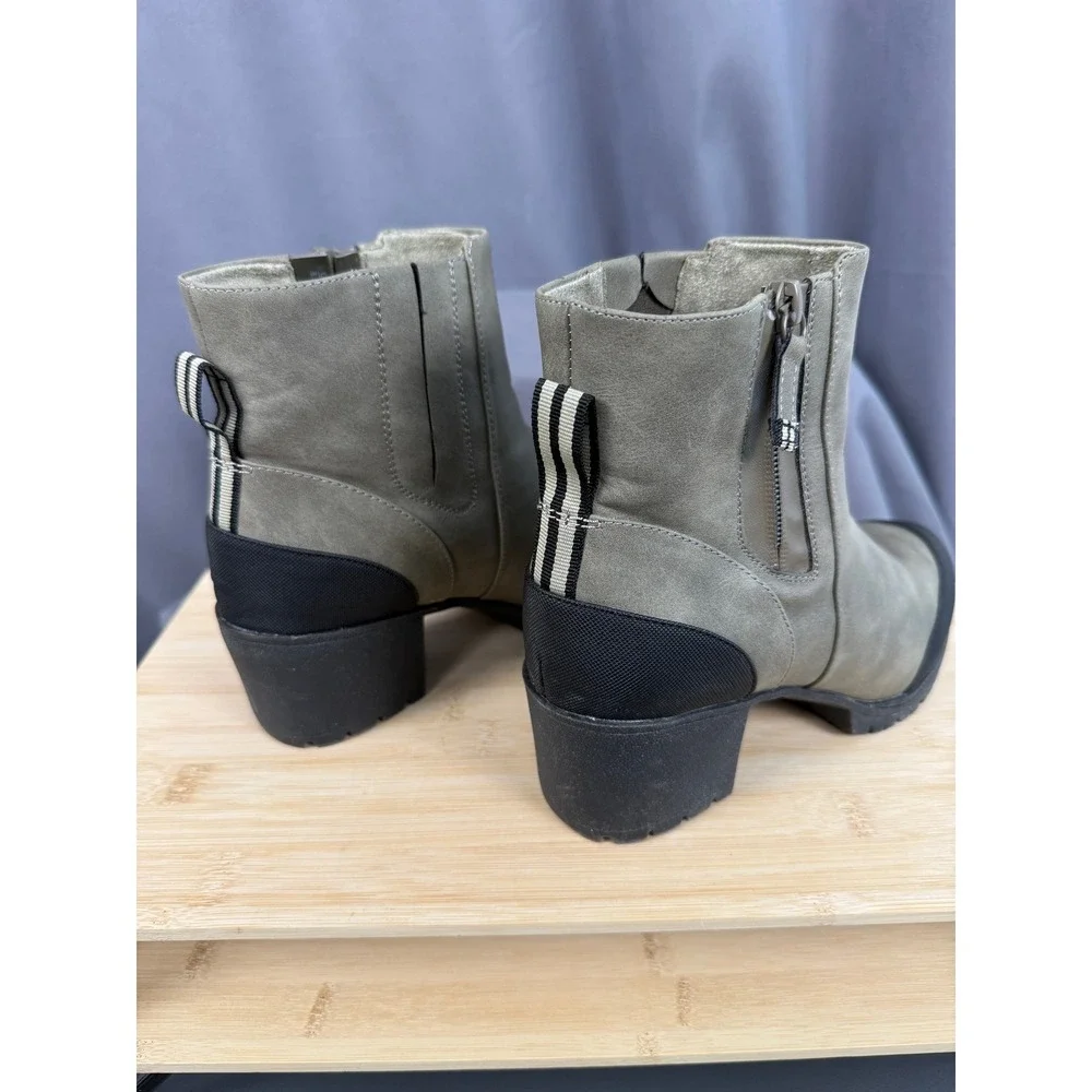 Dr. Scholl's Ankle Boots Olive Green 8.5 M Level Best Block Heel Utility Bootie